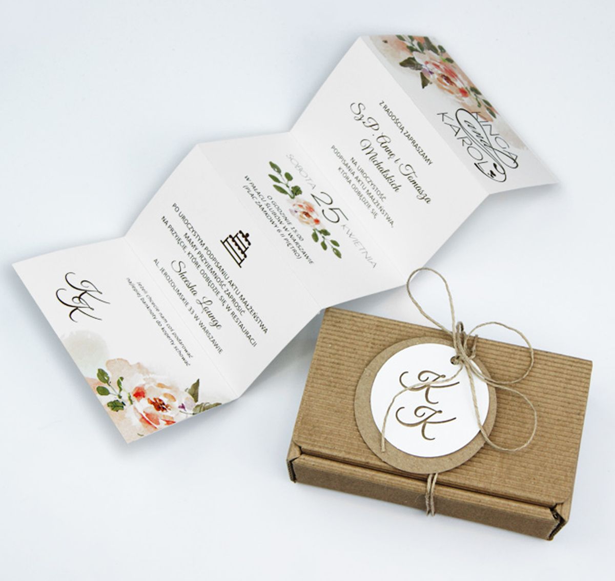boho box wedding invitation