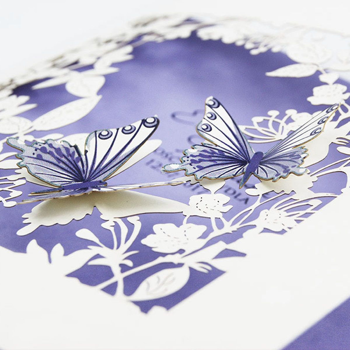 purple butterfly wedding invitation