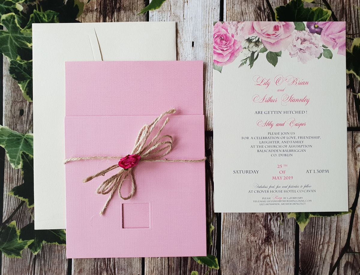 red rose wedding invitation