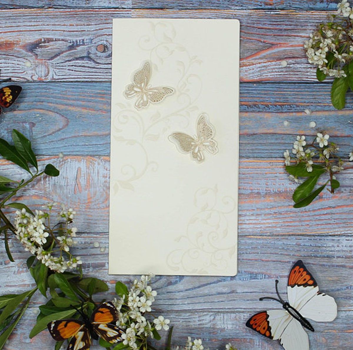 wedding invitation with butterflies