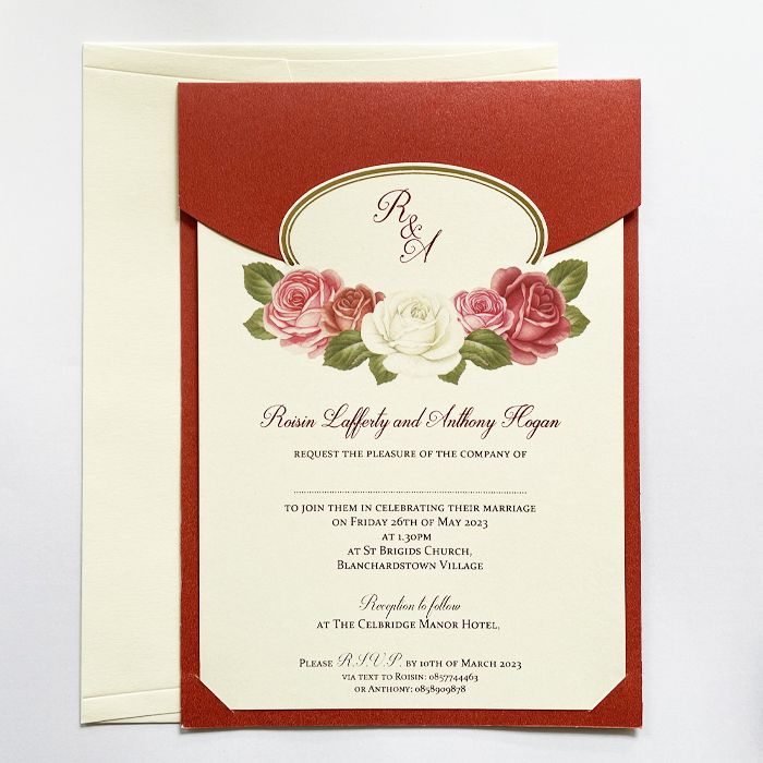 Red Burgundy Roses Wedding Invitations