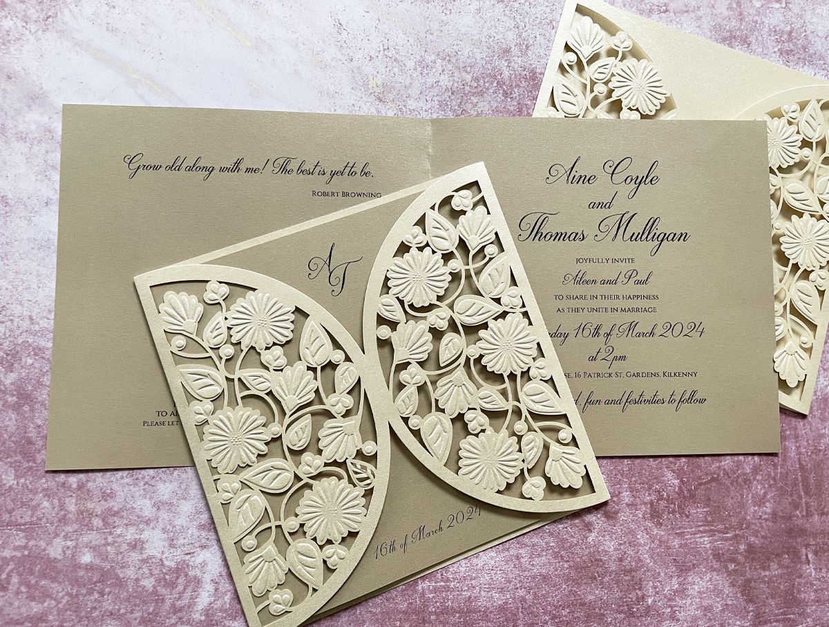 floral shimmer wedding invitation