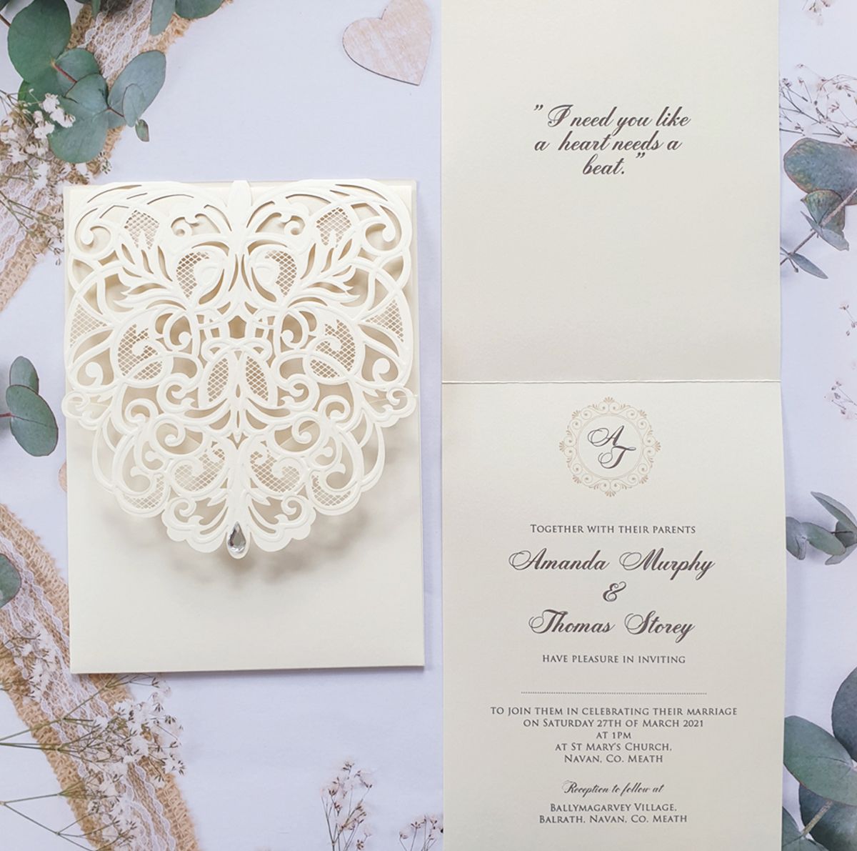 beautiful laser cut wedding invitation