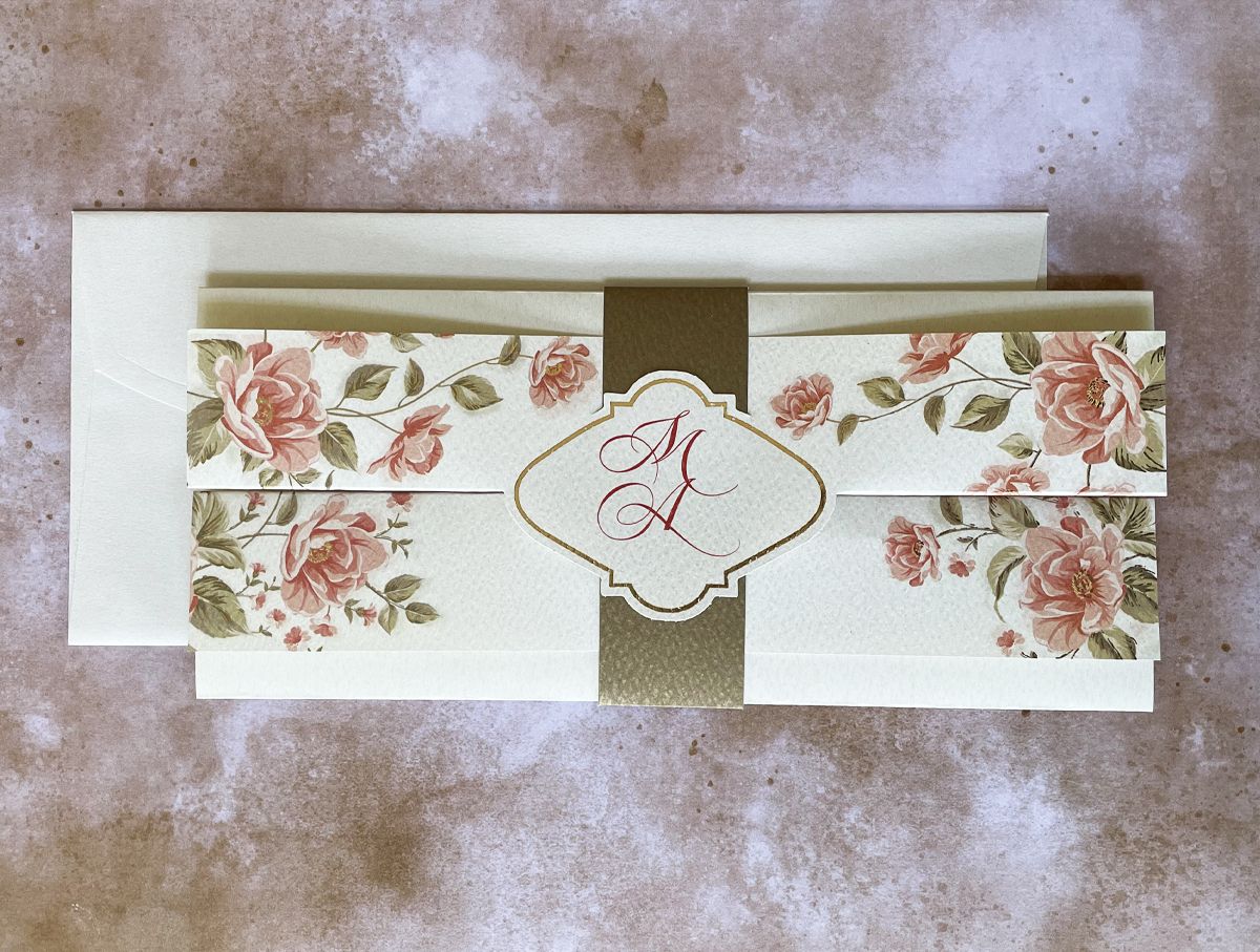 rose floral wedding invitations