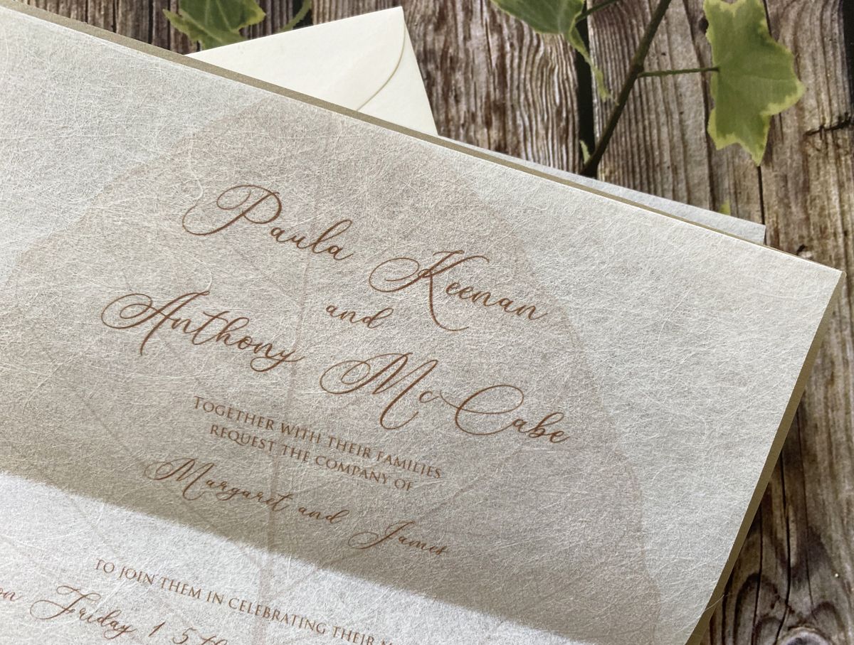 leaf motifs wedding invitations
