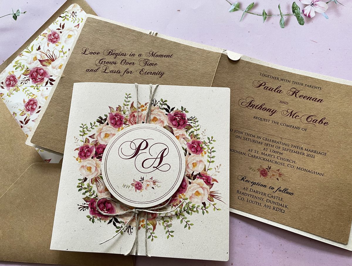 floral rustic bloom wedding invitation