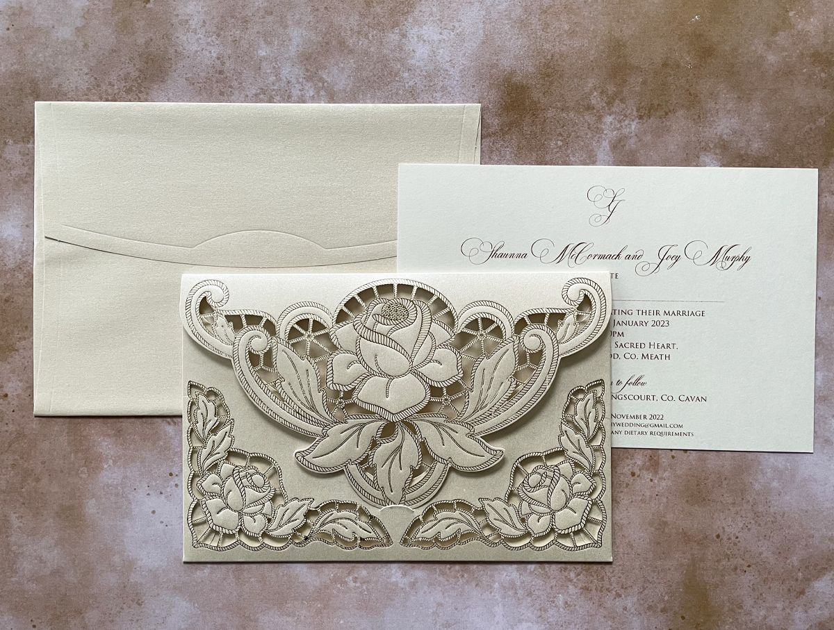 glamor ivory wedding invitation