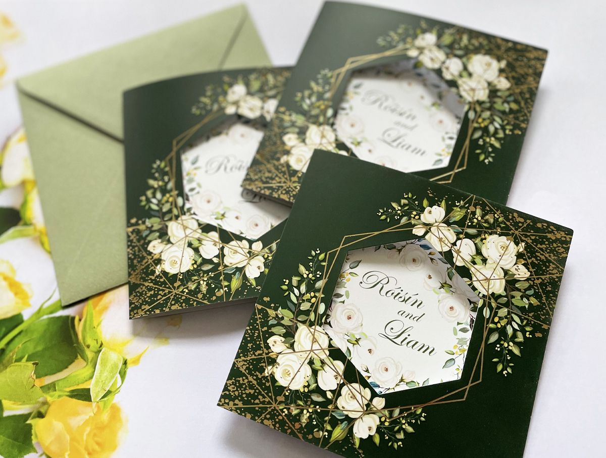 greenery wedding invitation
