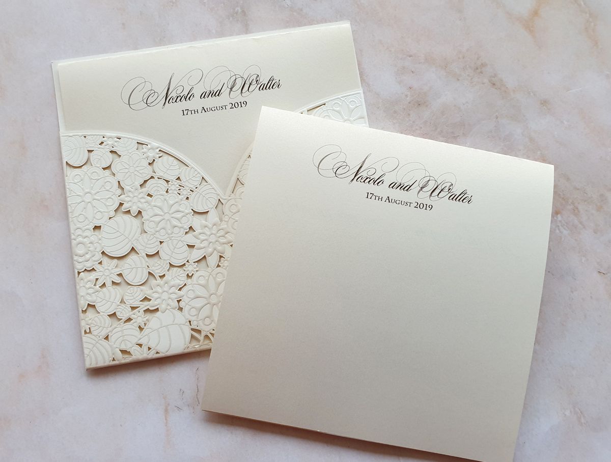 ivory shimmer wedding invitation