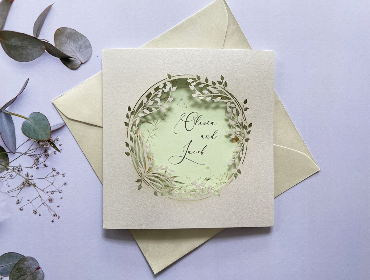 light green wedding invitation