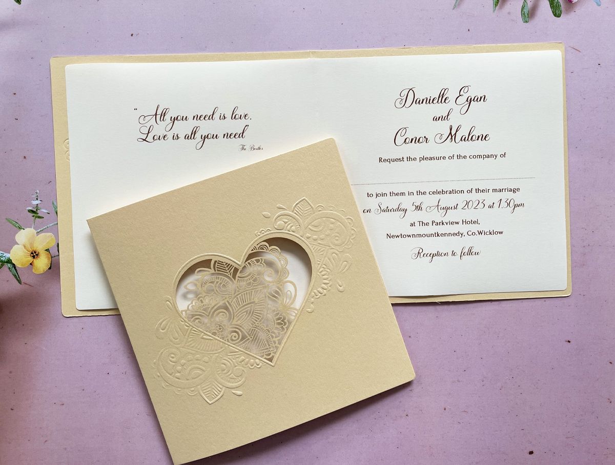 mandala heart wedding invitation