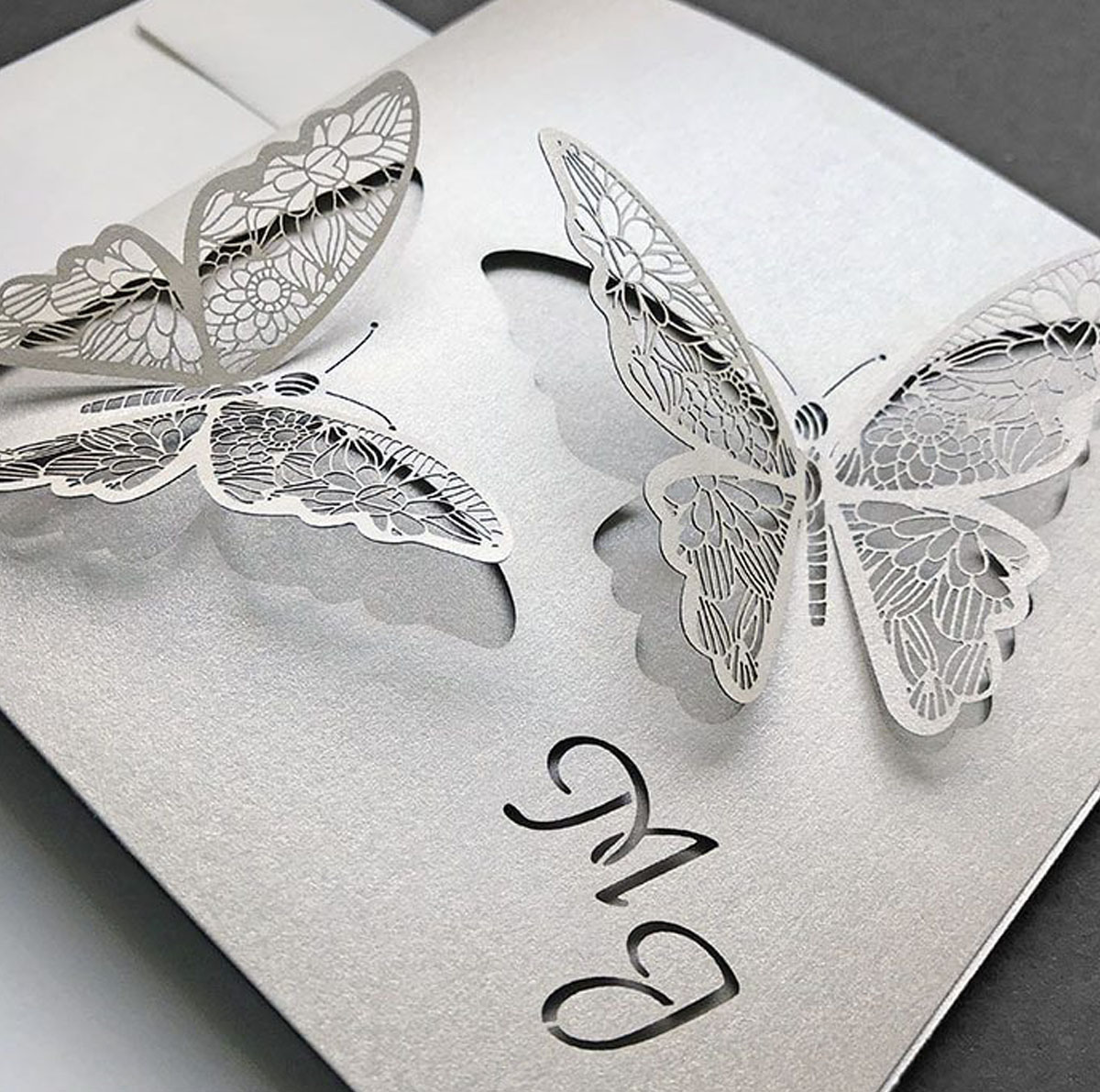 romantic butterfly wedding invitation