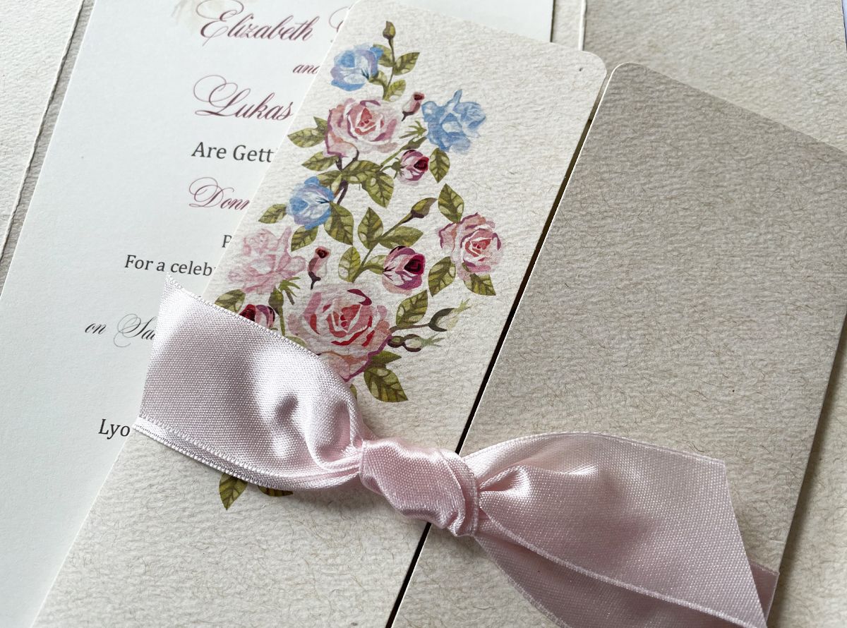 romantic rose wedding invitation