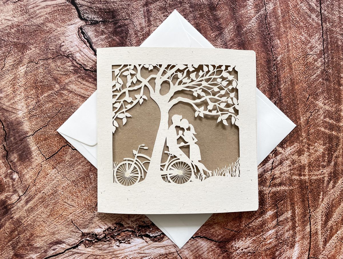 romantic rustic tree wedding invitation