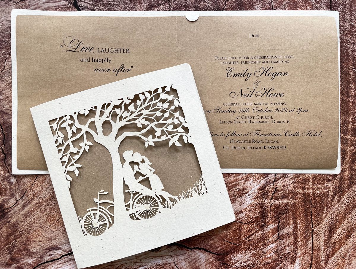 romantic rustic tree wedding invitation