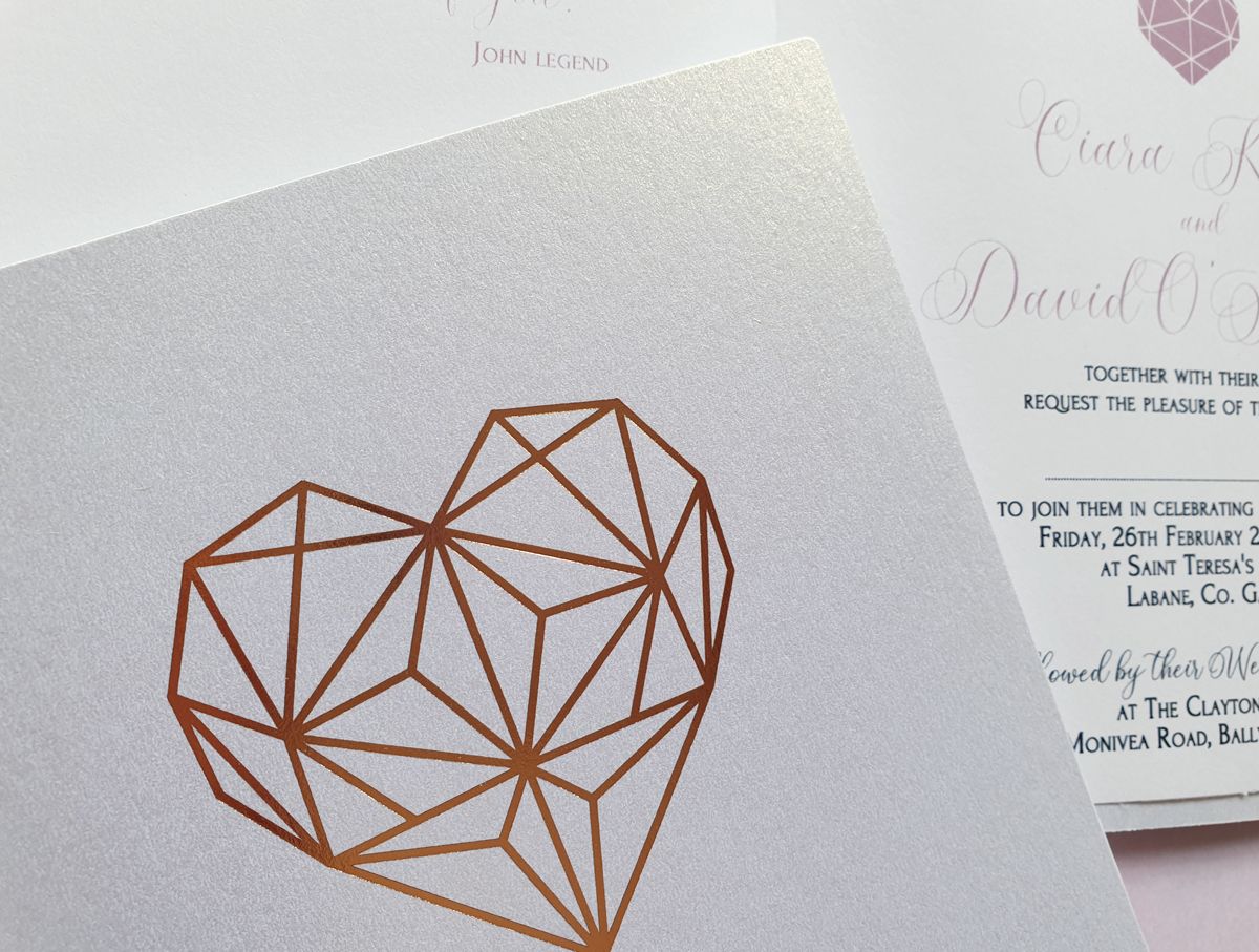 rose gold foil invitation
