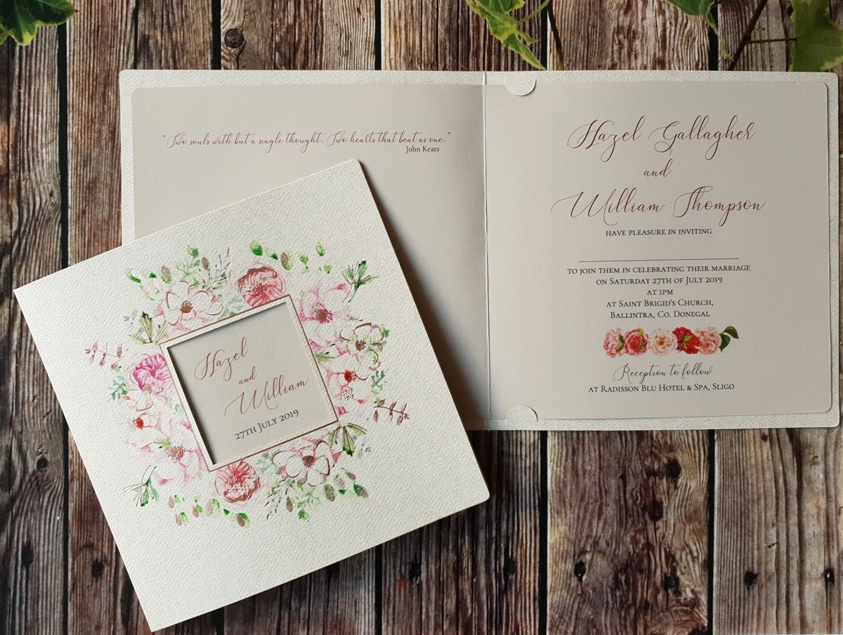 rose gold foil wedding invitation