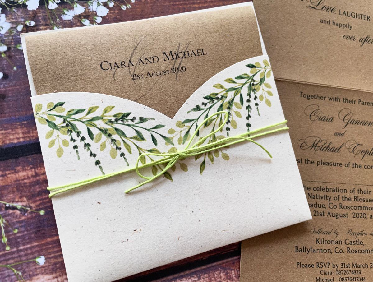 rustic style floral wedding invitation