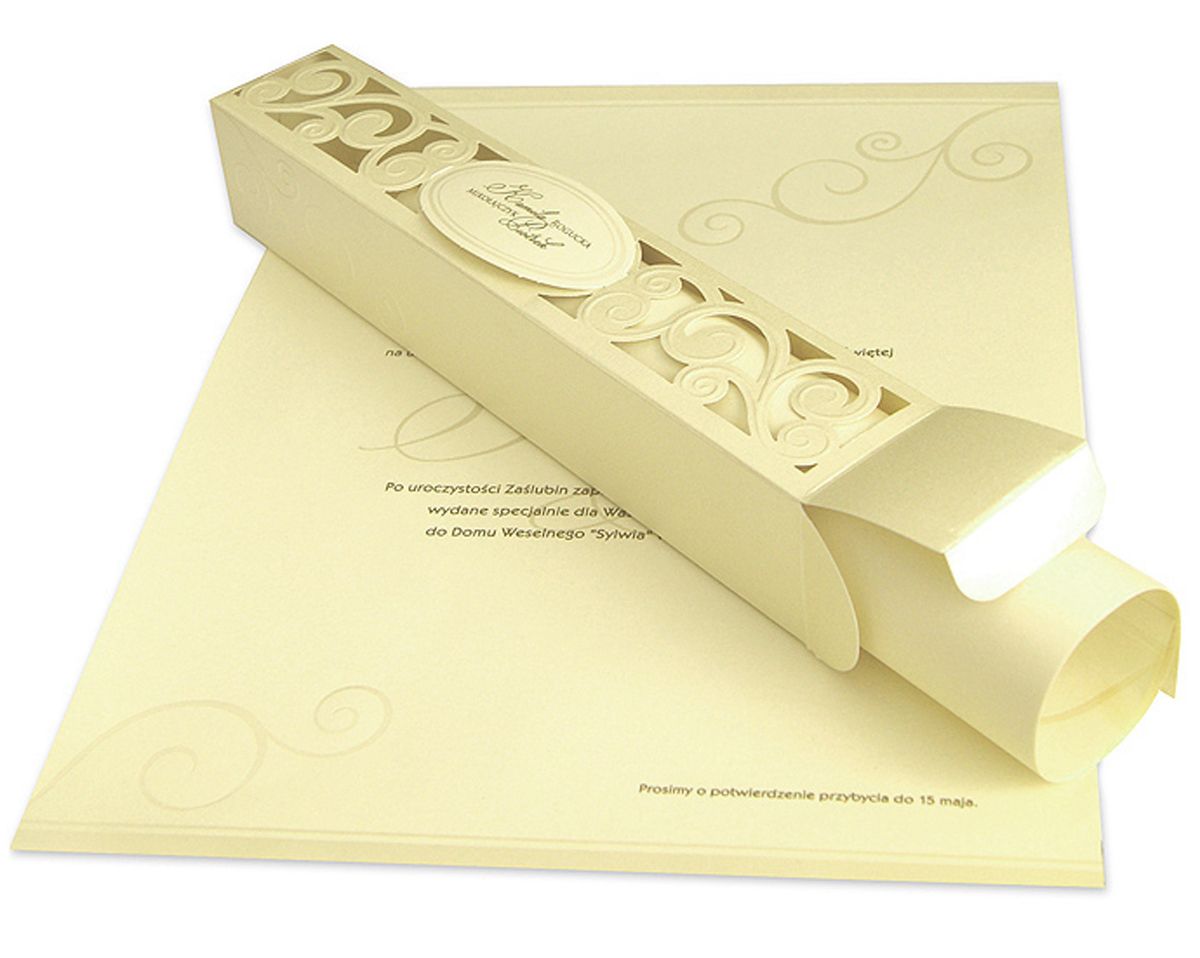 scroll laser cut wedding invitation