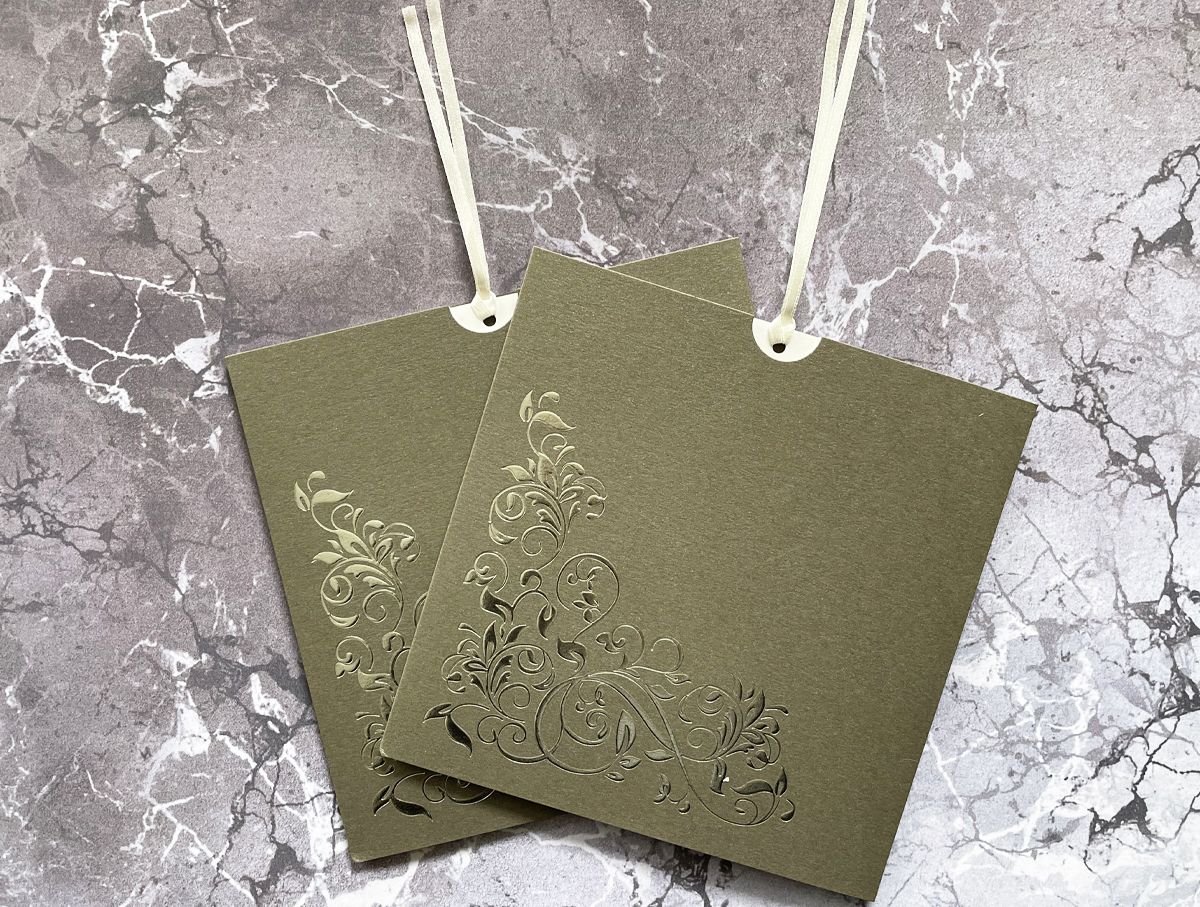 elegant grey floral wedding invitation