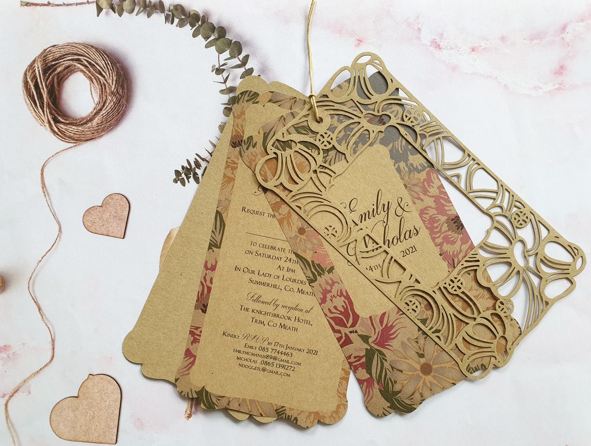 floral rustic wedding invitation