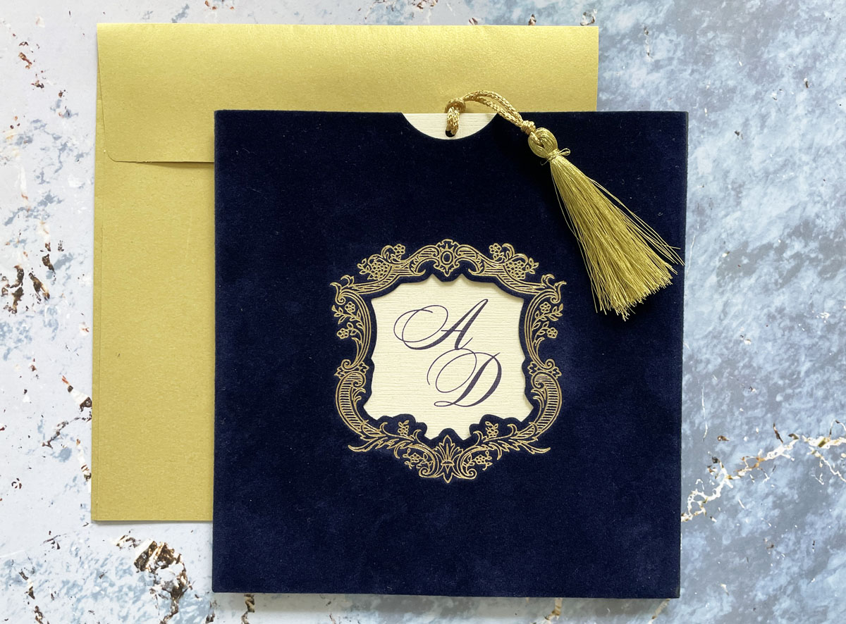 glamorous velvet wedding invitation