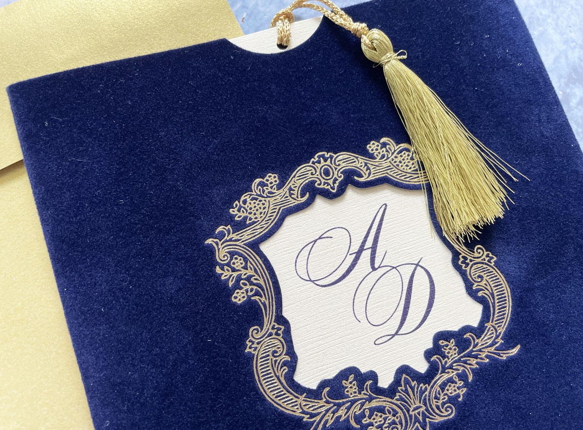 glamorous velvet wedding invitation