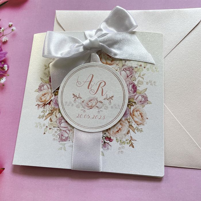 Peach Romantic Florals Wedding Invitation
