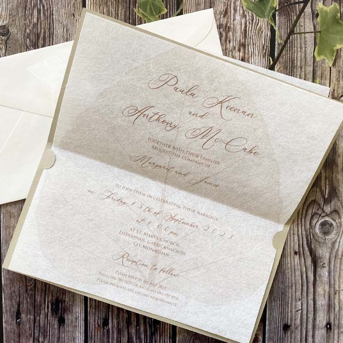 Leaf motifs wedding invitation