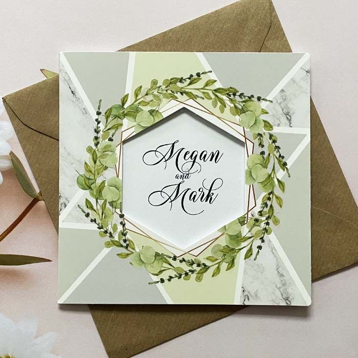 Green Botanical Leaves Wedding Invitation