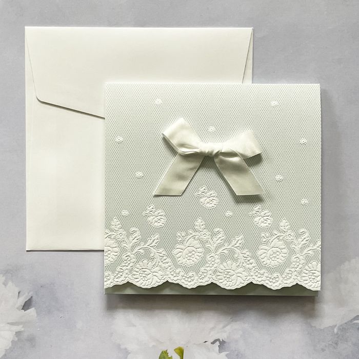 Baby blue invitation with floral embossments