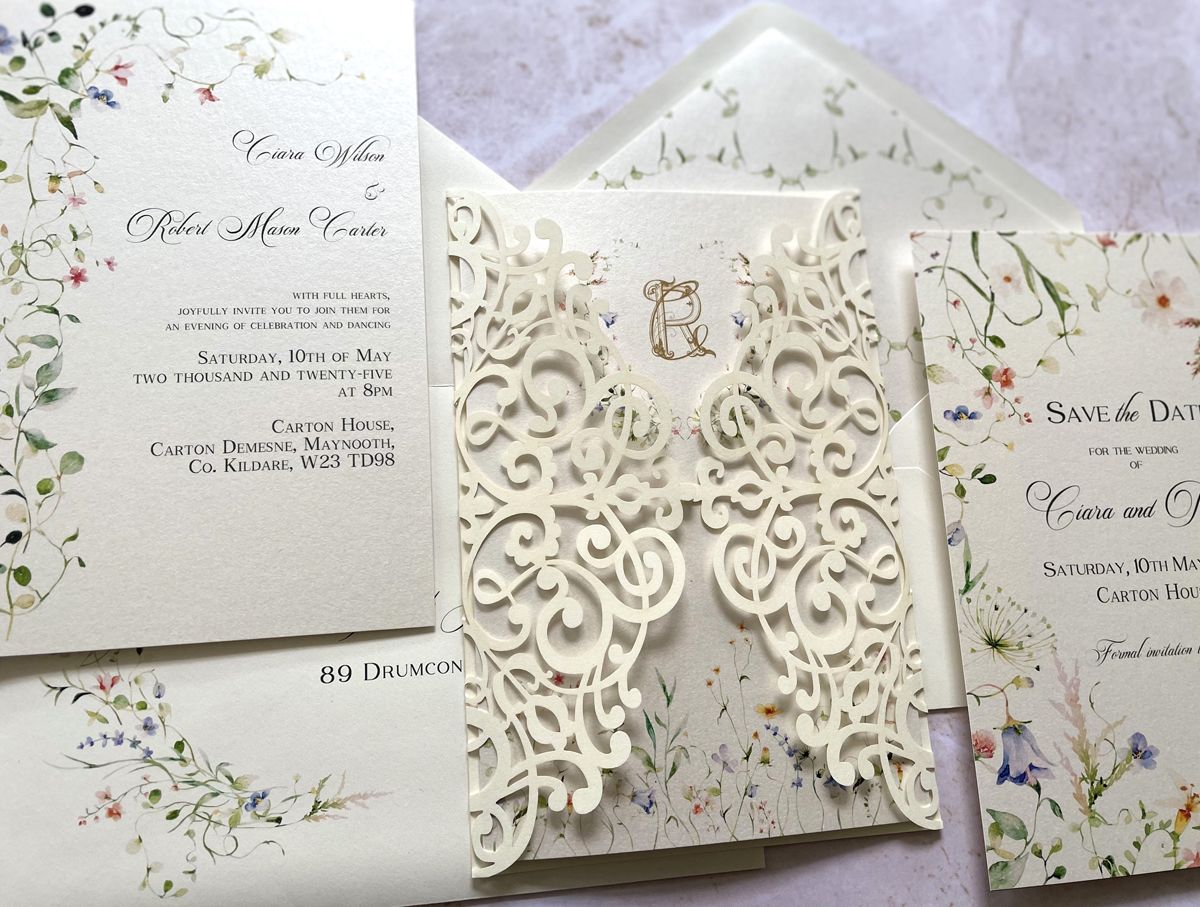 wildflower meadow wedding invitation