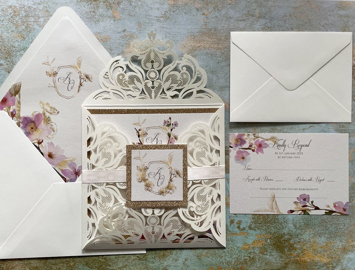 chery blossoms wedding invitations